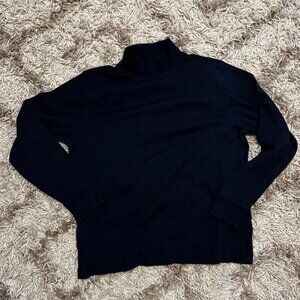 Lands' End Relaxed Fit Turtleneck - Dark Navy Blue
